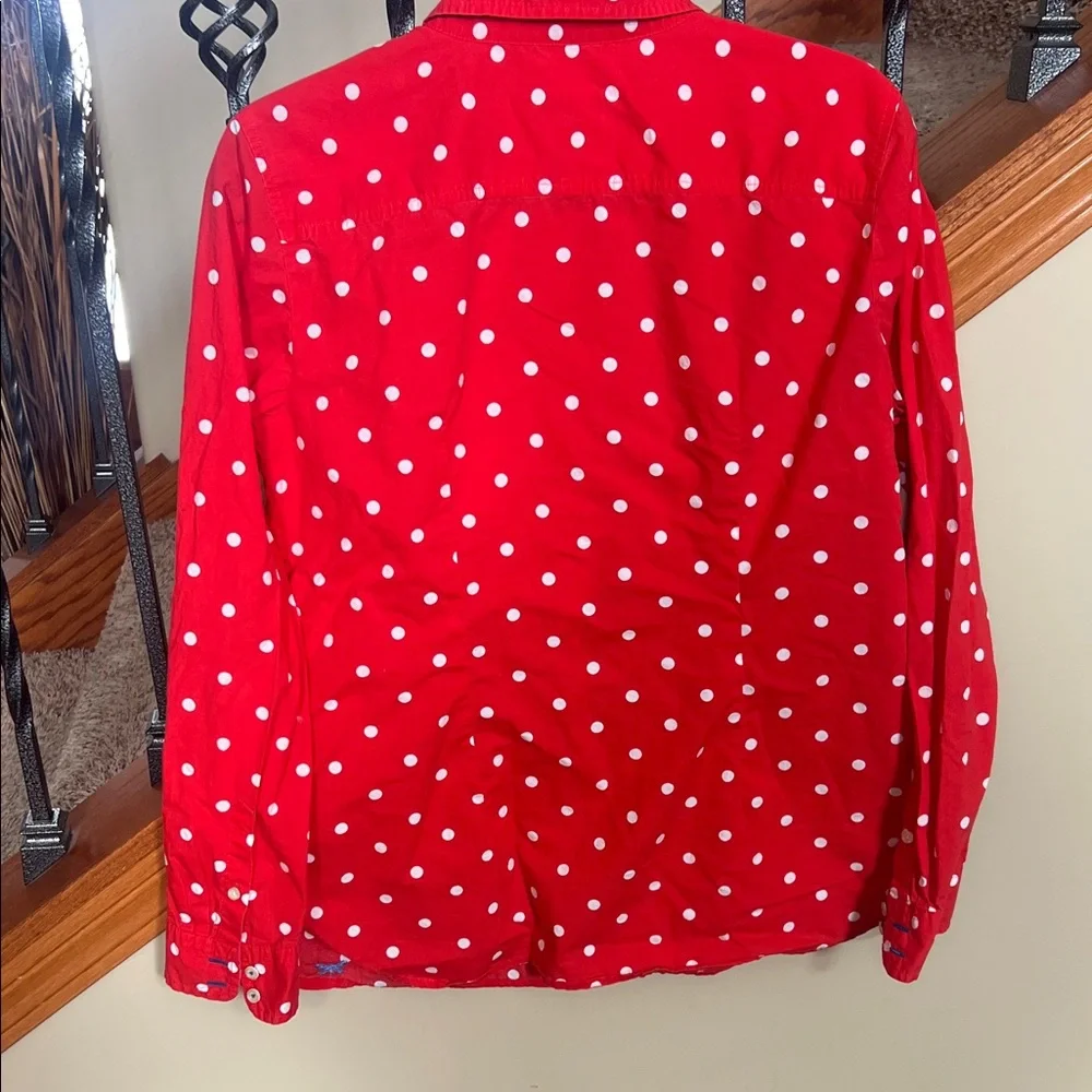 Red Polka Dot Button-Up Shirt Tambolts 100% cotton - Picture 7 of 8